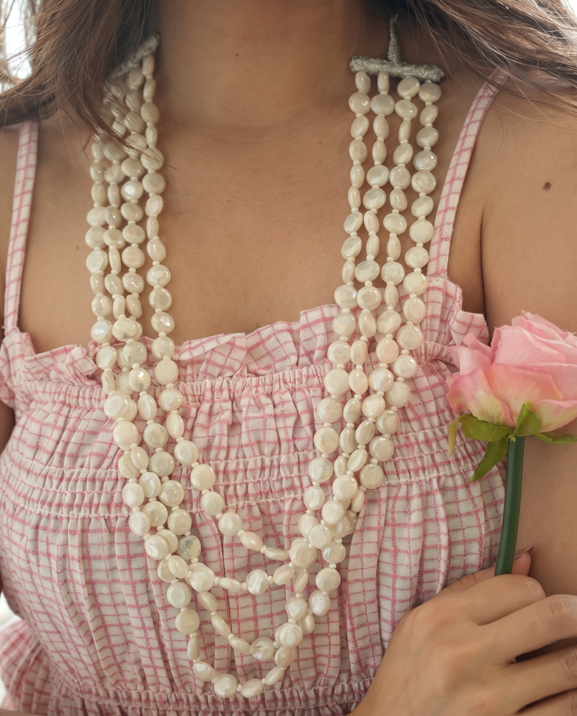 Four Layer Coin Pearl Mala Necklace | Statement Multi-Strand Pearl Necklace for Festive &amp; Ethnic Wear