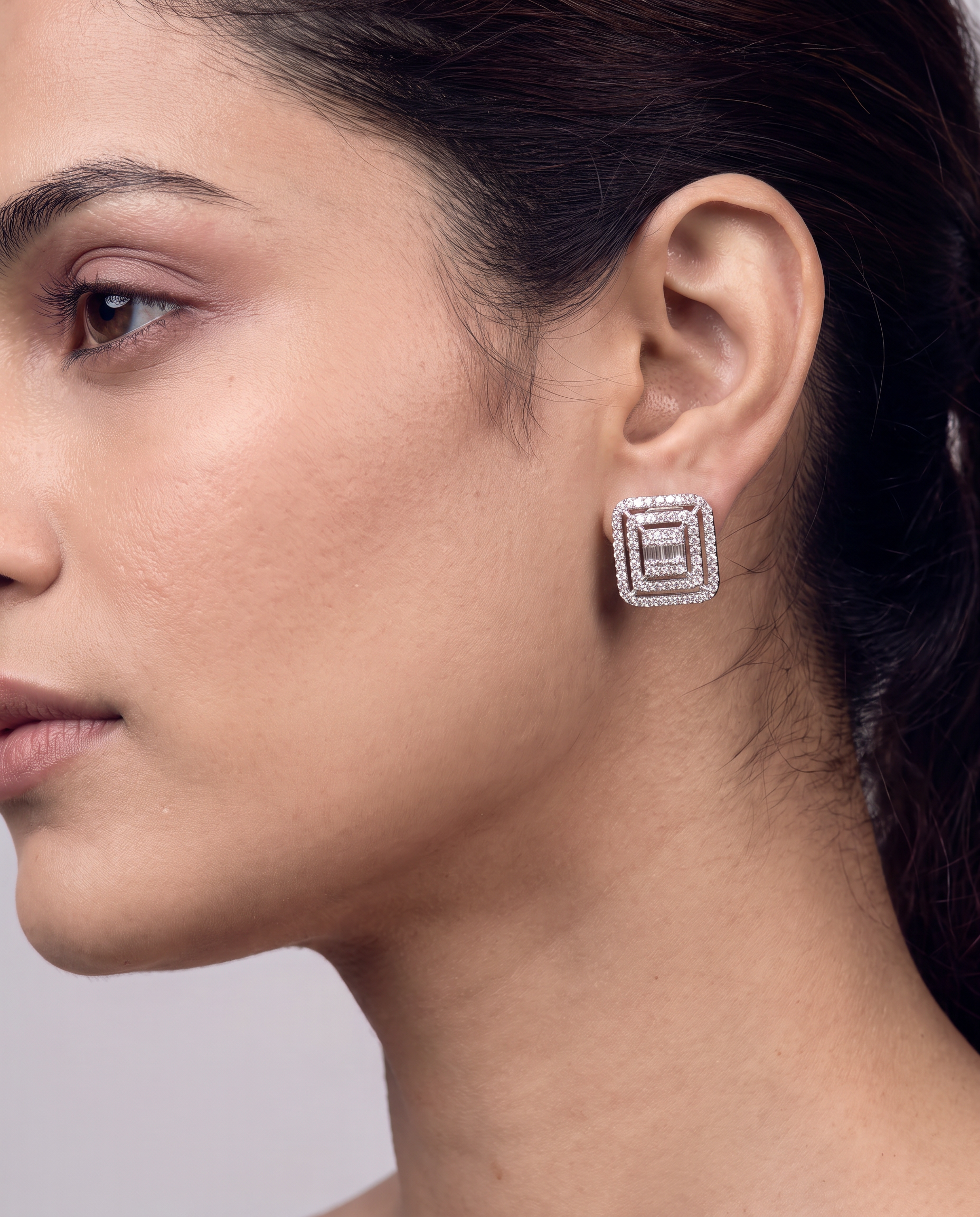 Geometric Halo Diamond Choker &amp; Earring Set