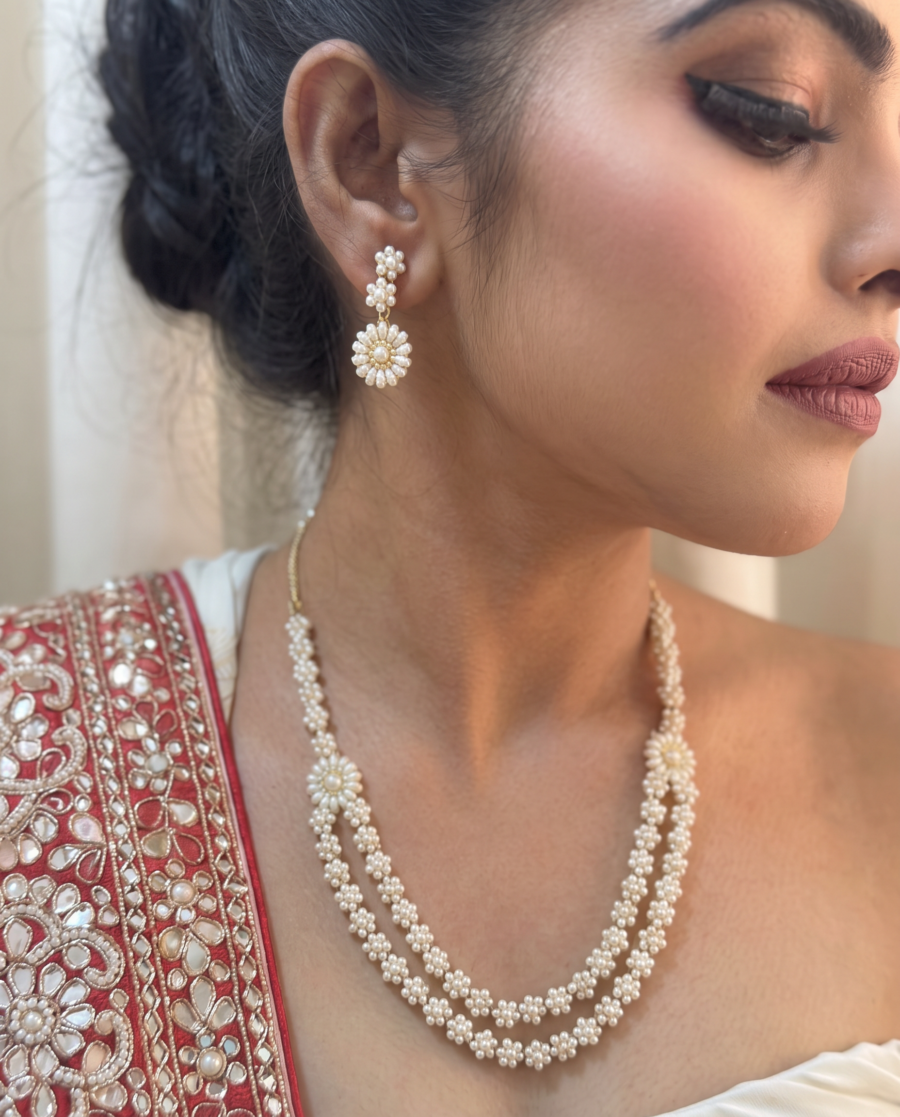 Gold-Plated Two-Layer Pearl Necklace