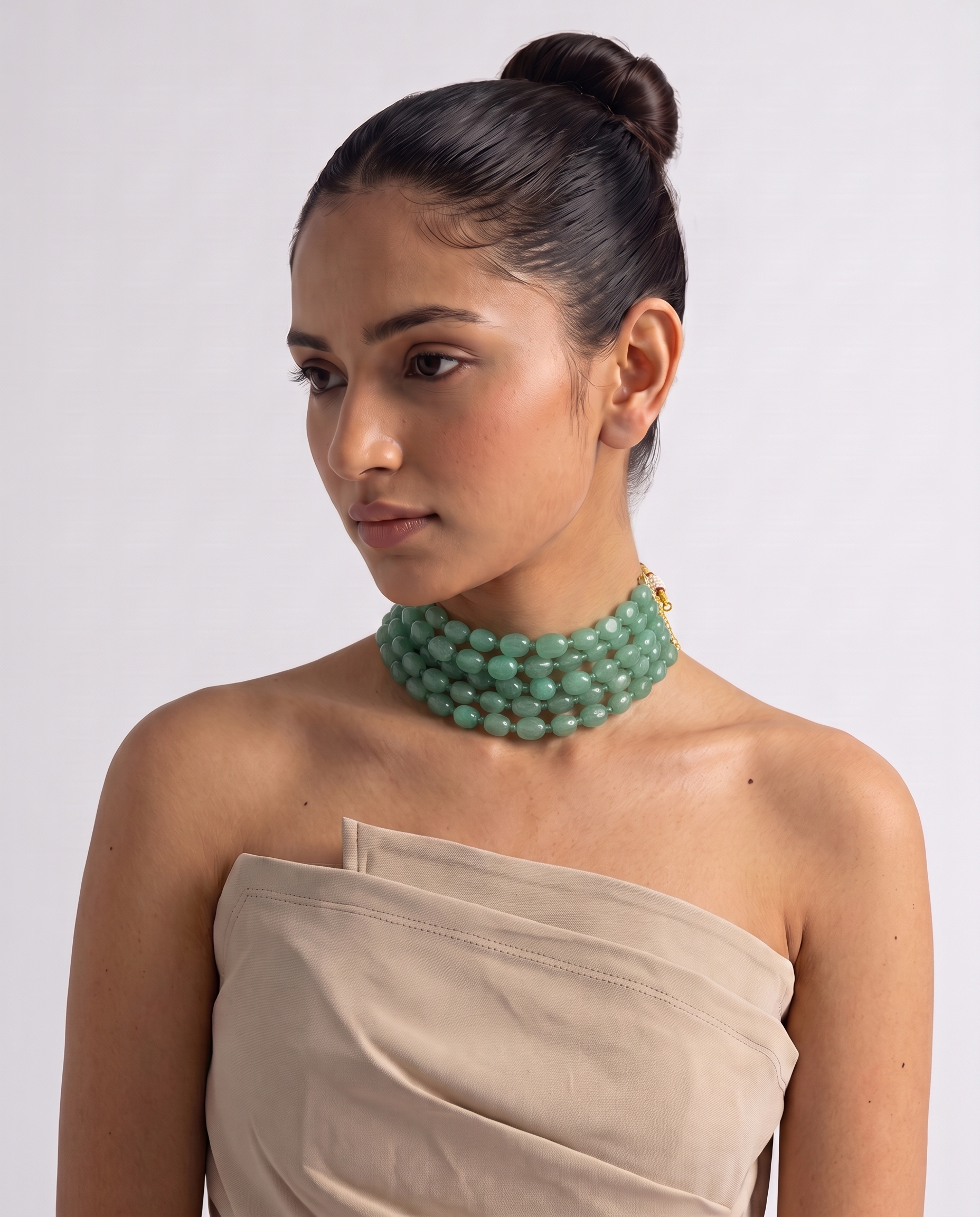 Layered Z Tumble Beads Choker