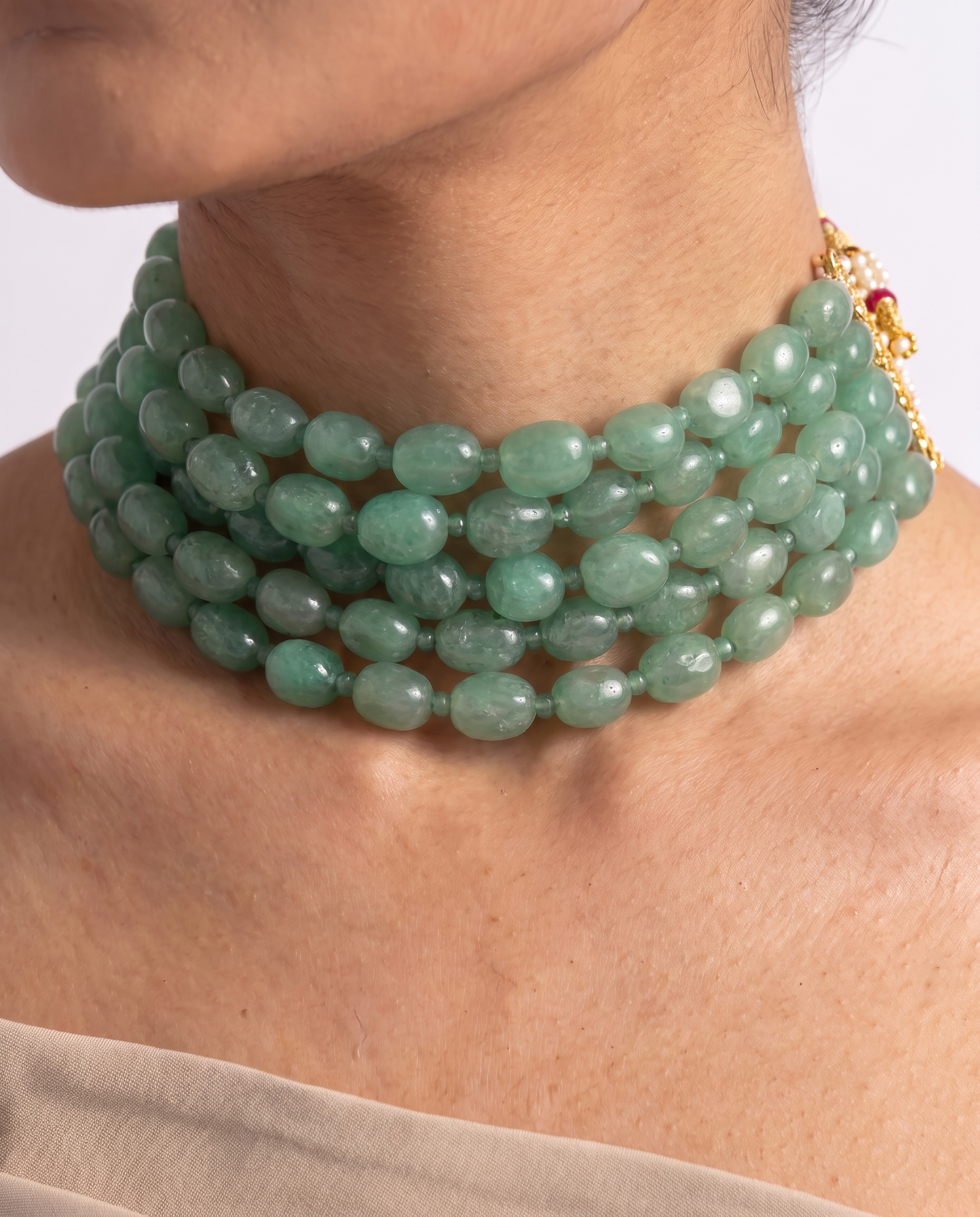 Layered Z Tumble Beads Choker