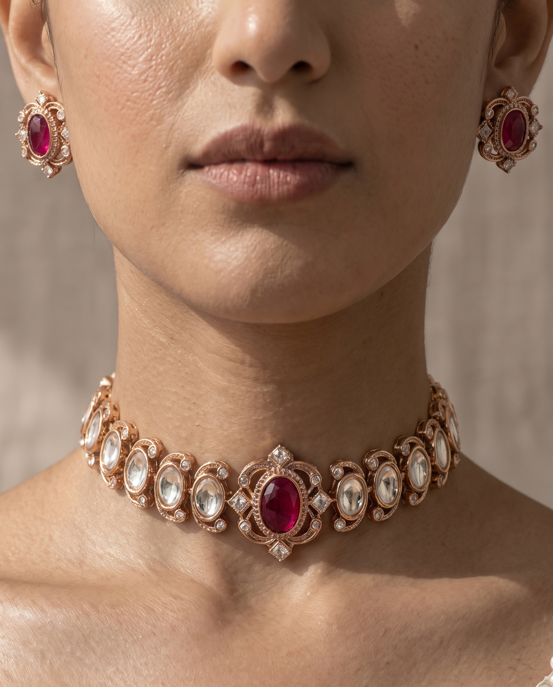 Crimson Glow Kundan Choker Set – Royal Heritage Edit