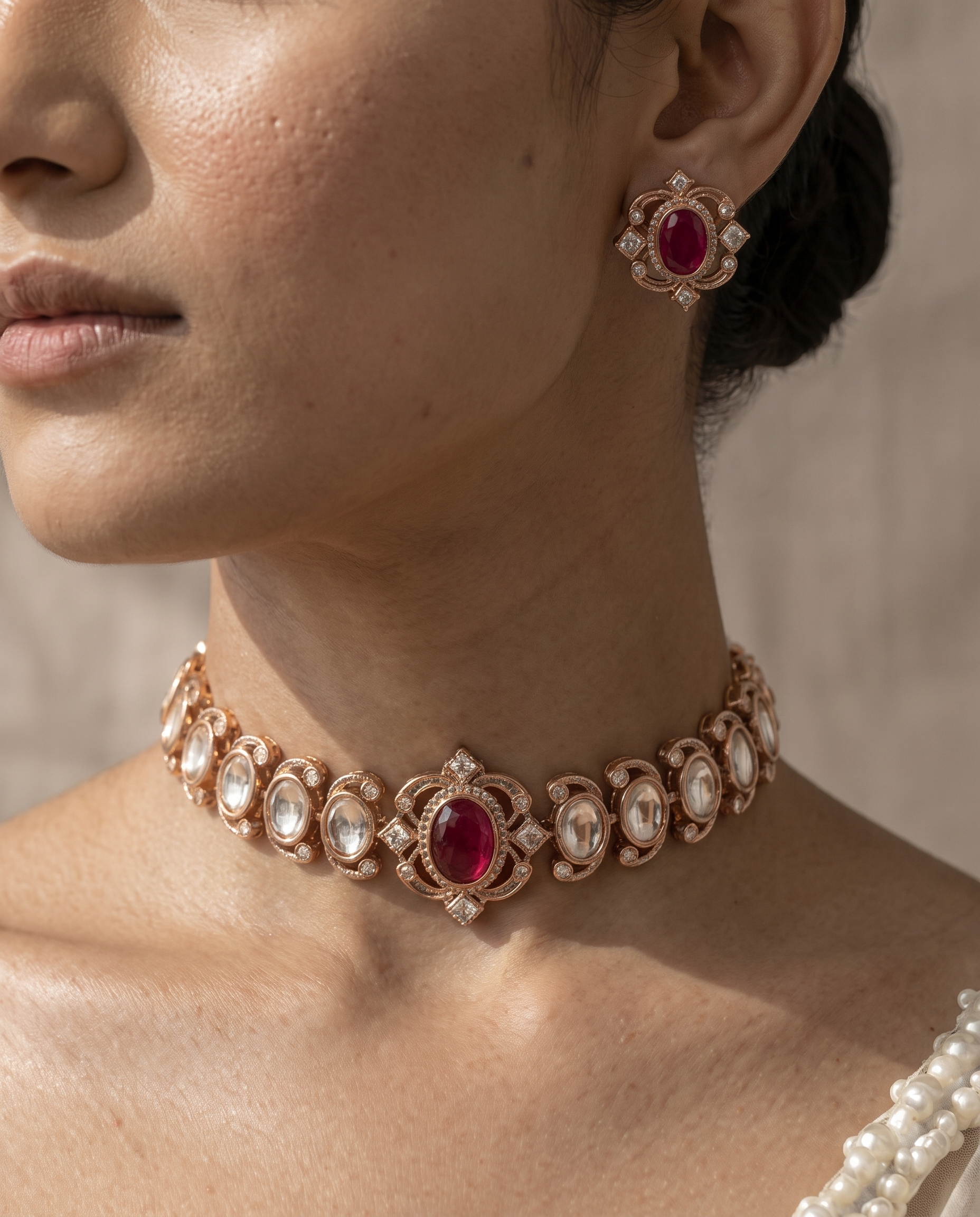 Crimson Glow Kundan Choker Set – Royal Heritage Edit