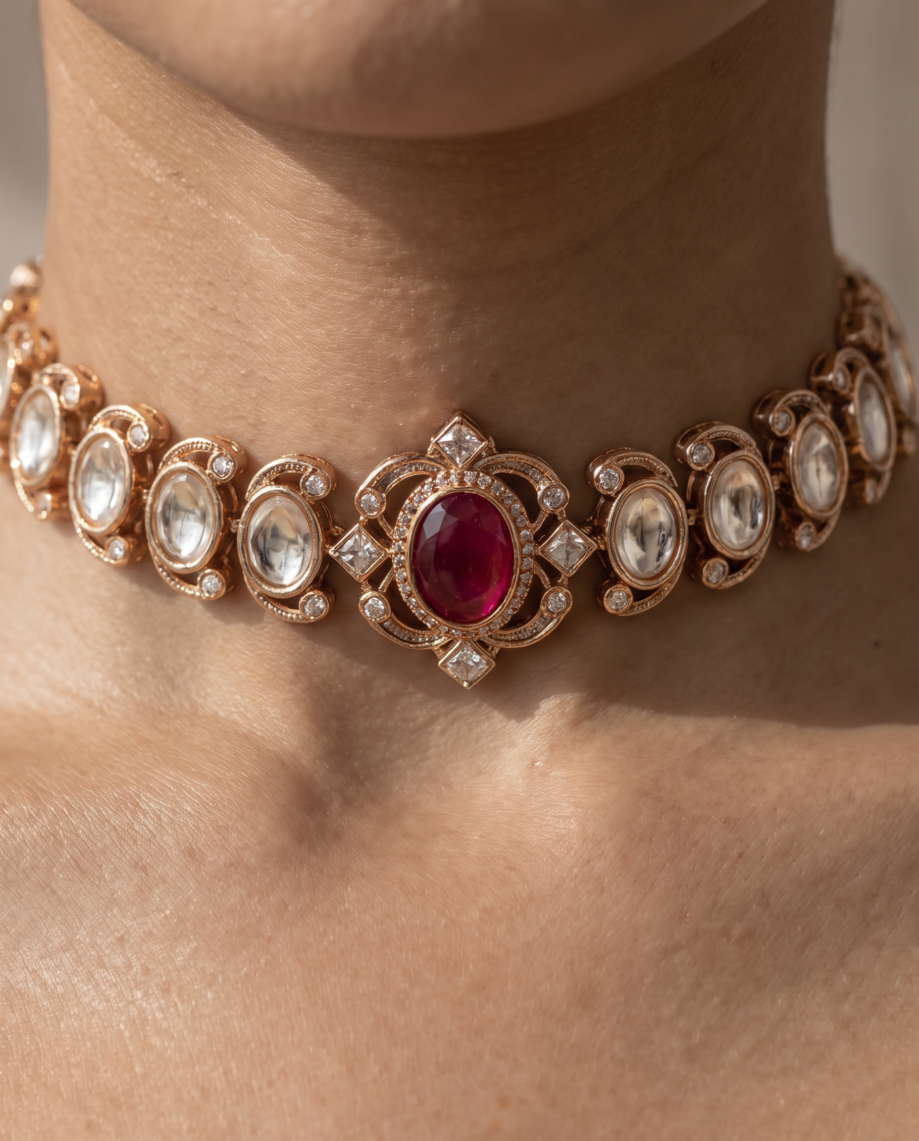 Crimson Glow Kundan Choker Set – Royal Heritage Edit