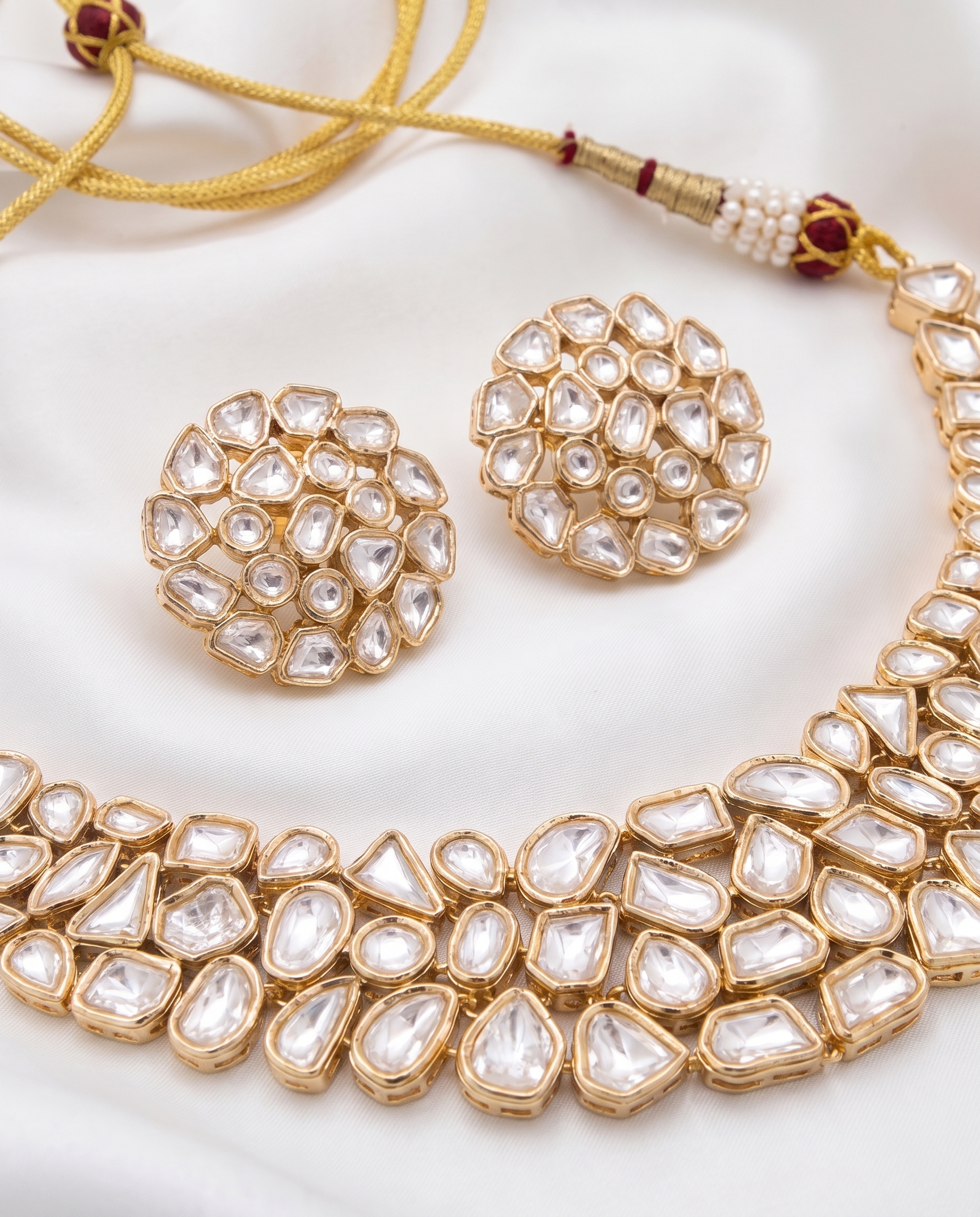 22K Gold Plated Uncut Kundan Choker Set – Royal Bridal Edit
