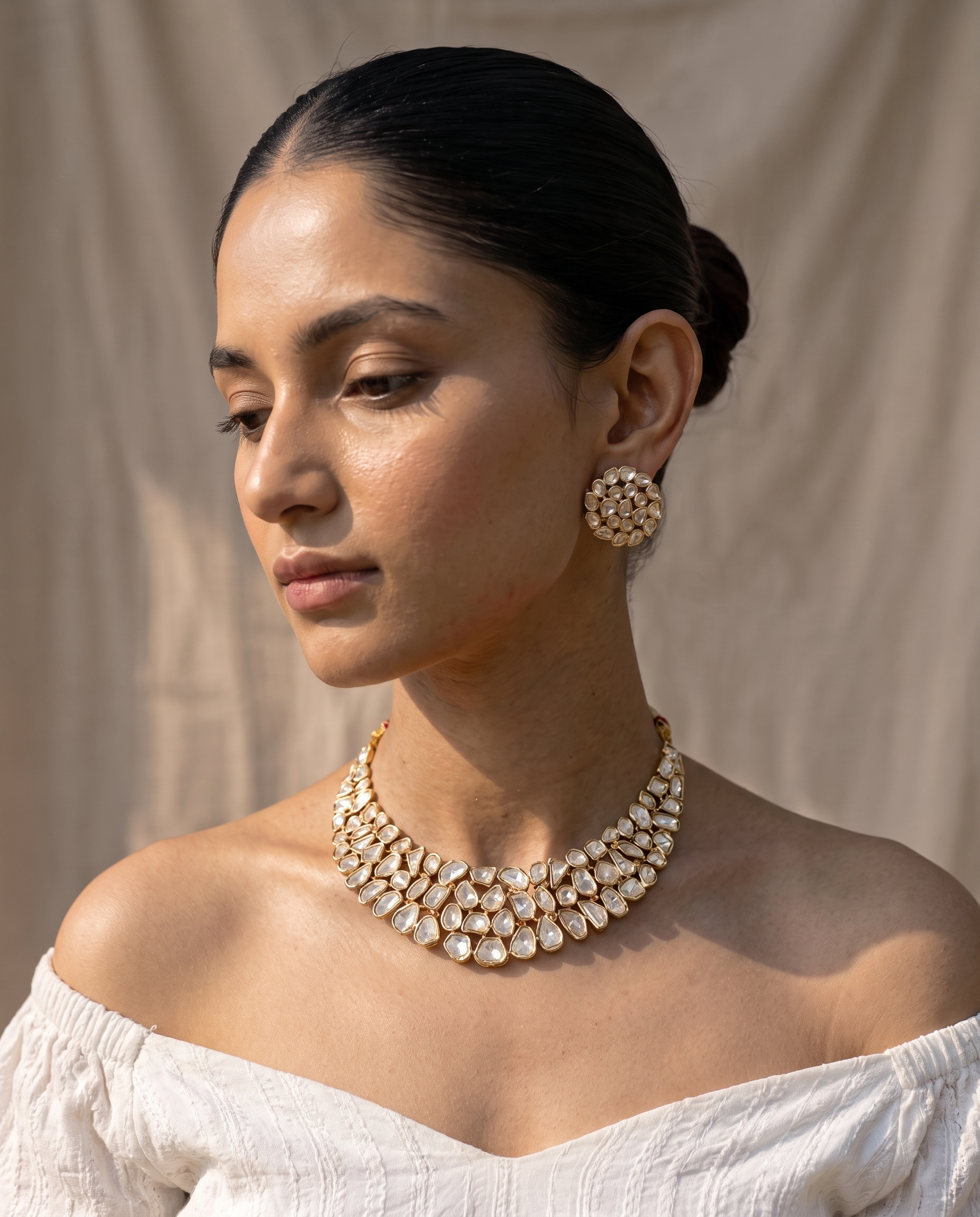 22K Gold Plated Uncut Kundan Choker Set – Royal Bridal Edit