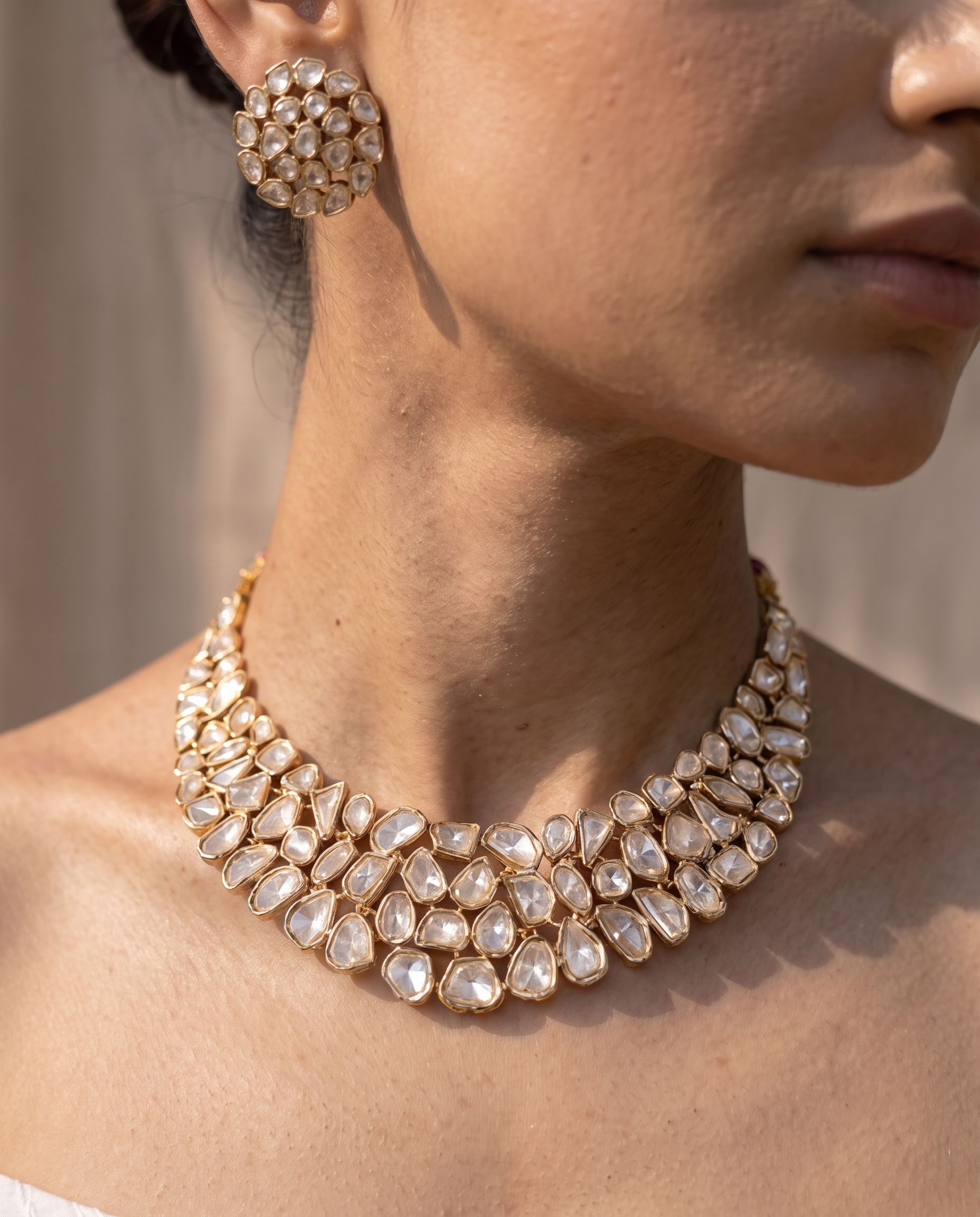 22K Gold Plated Uncut Kundan Choker Set – Royal Bridal Edit