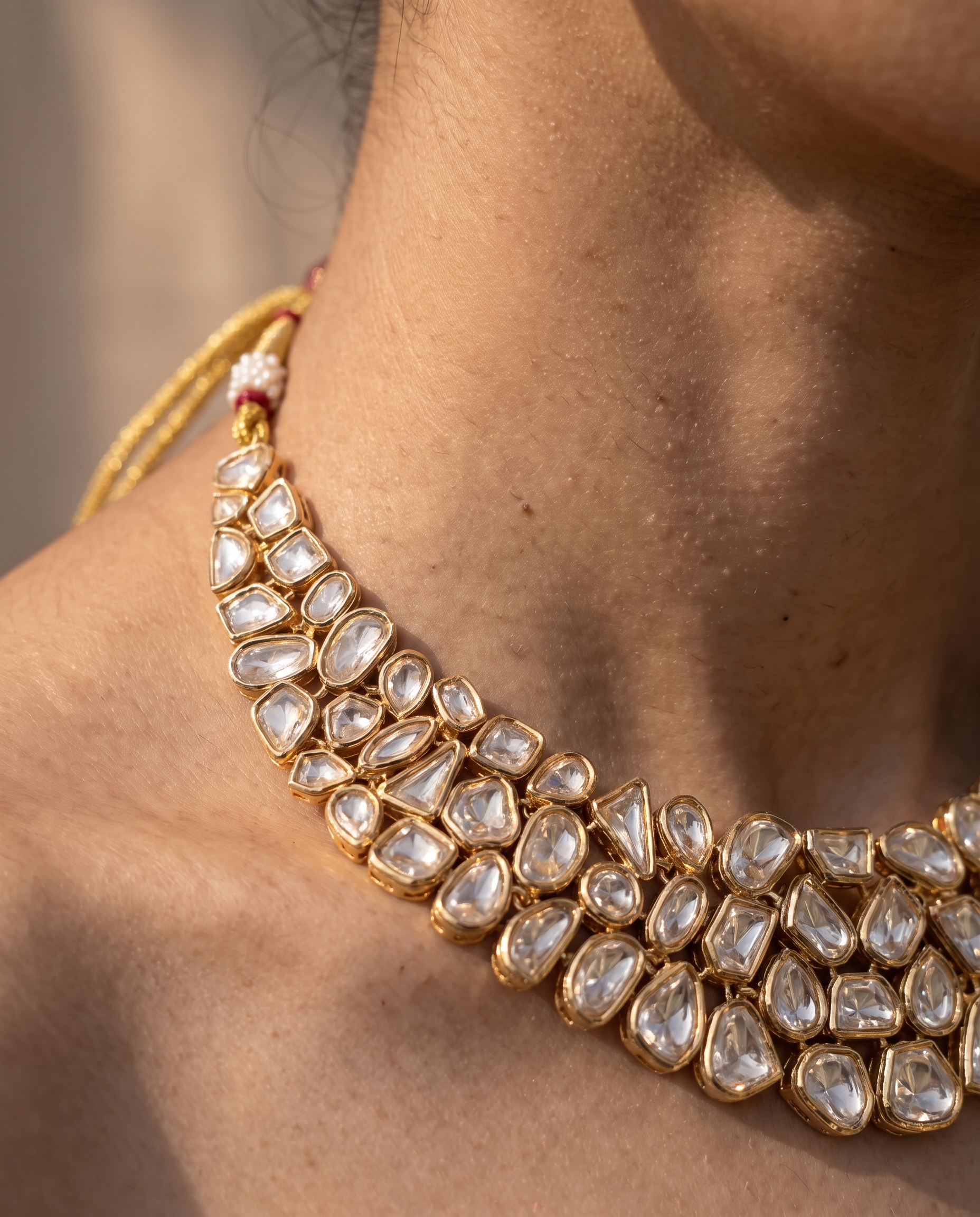 22K Gold Plated Uncut Kundan Choker Set – Royal Bridal Edit