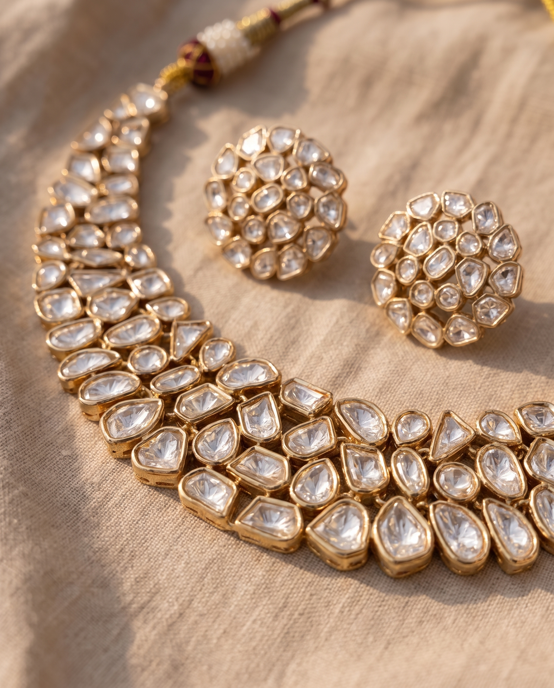 22K Gold Plated Uncut Kundan Choker Set – Royal Bridal Edit