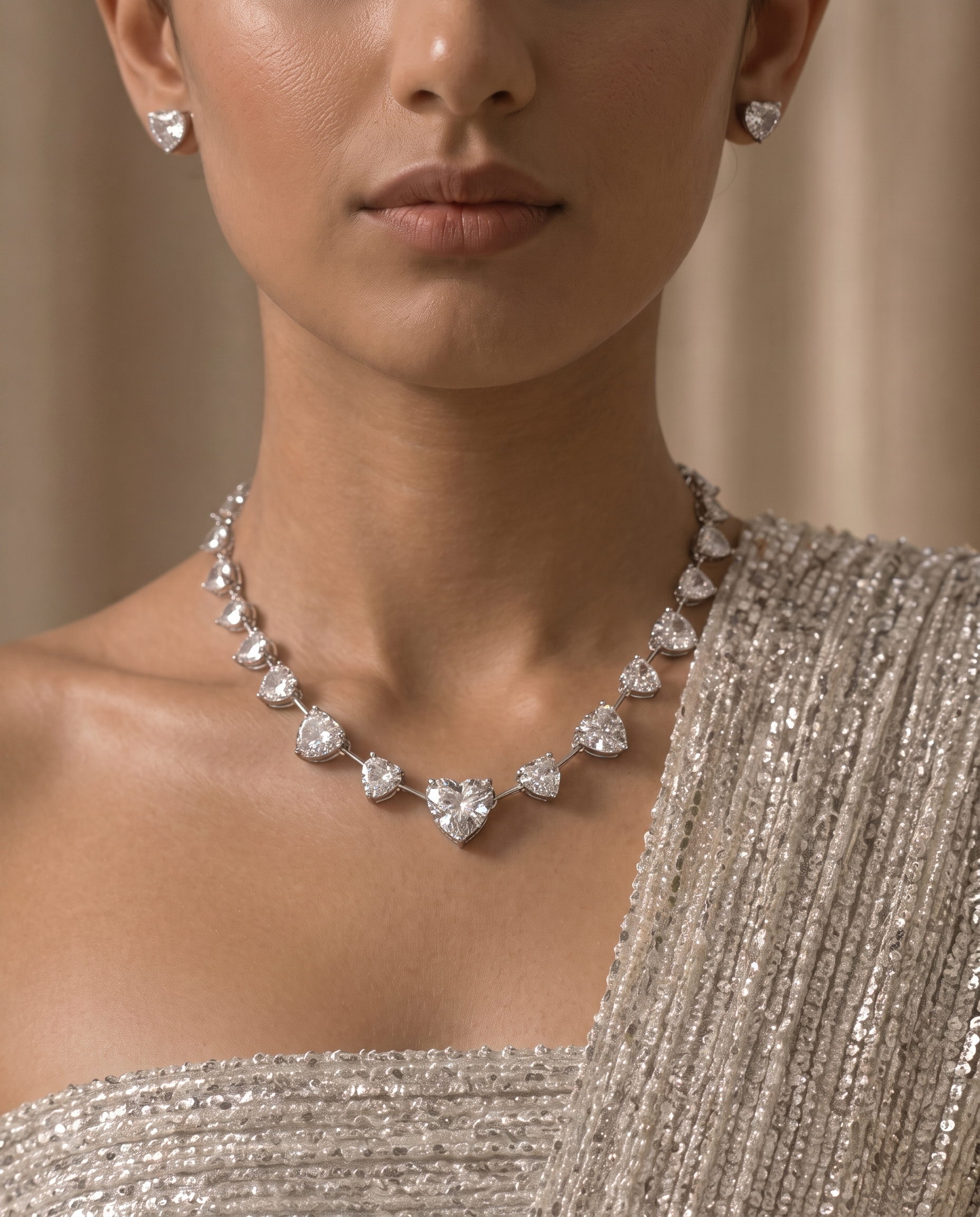 Crystal Heart Tennis Necklace Set – Romantic Luxe Edit