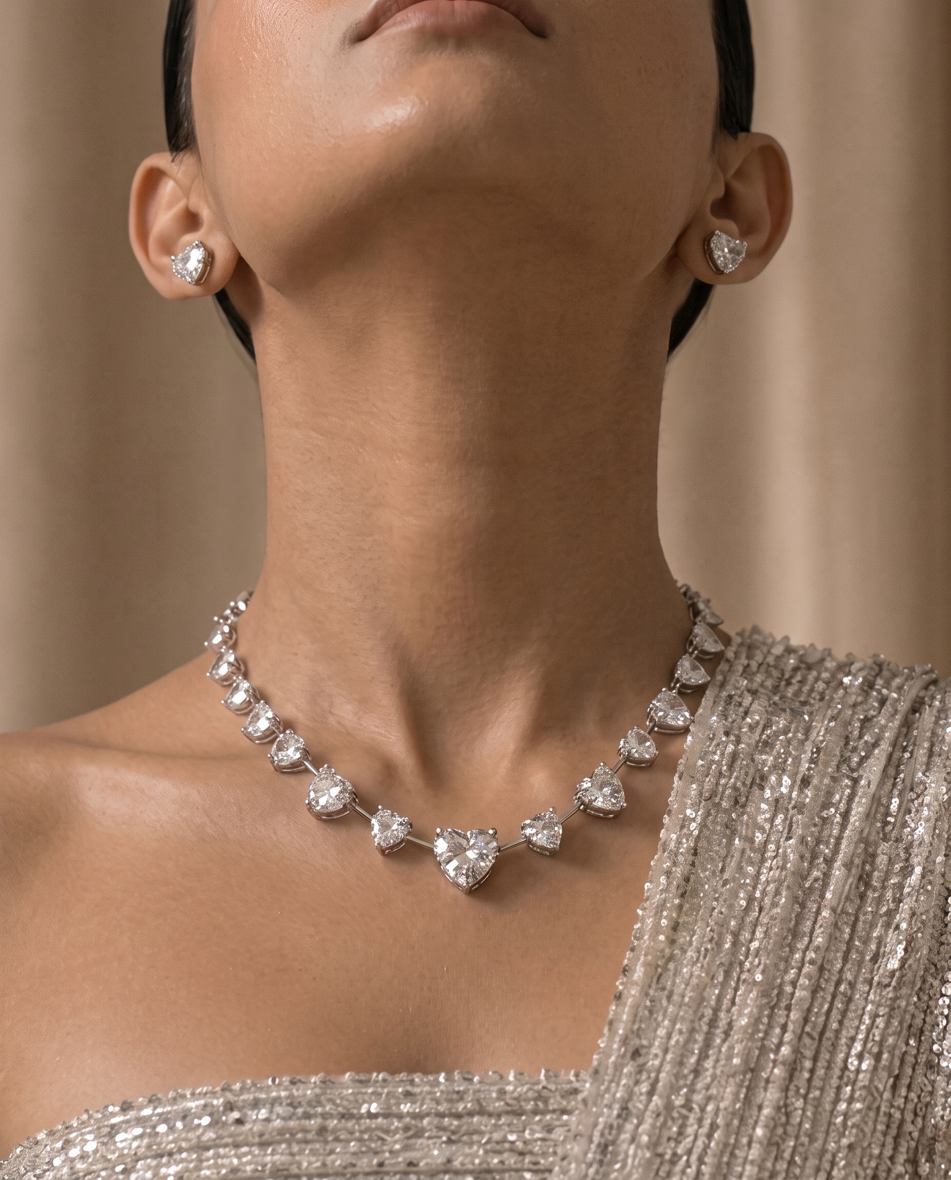 Crystal Heart Tennis Necklace Set – Romantic Luxe Edit
