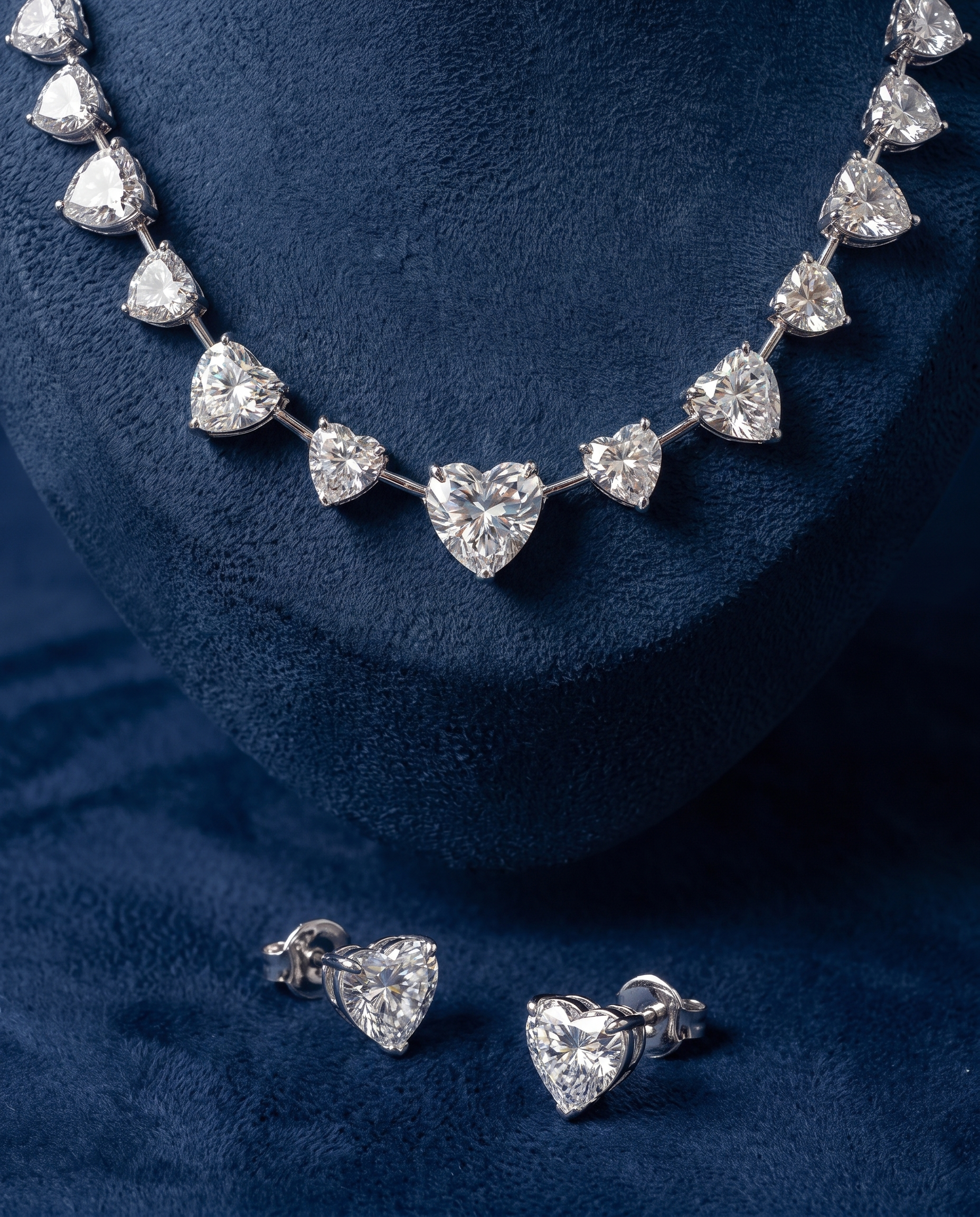 Crystal Heart Tennis Necklace Set – Romantic Luxe Edit