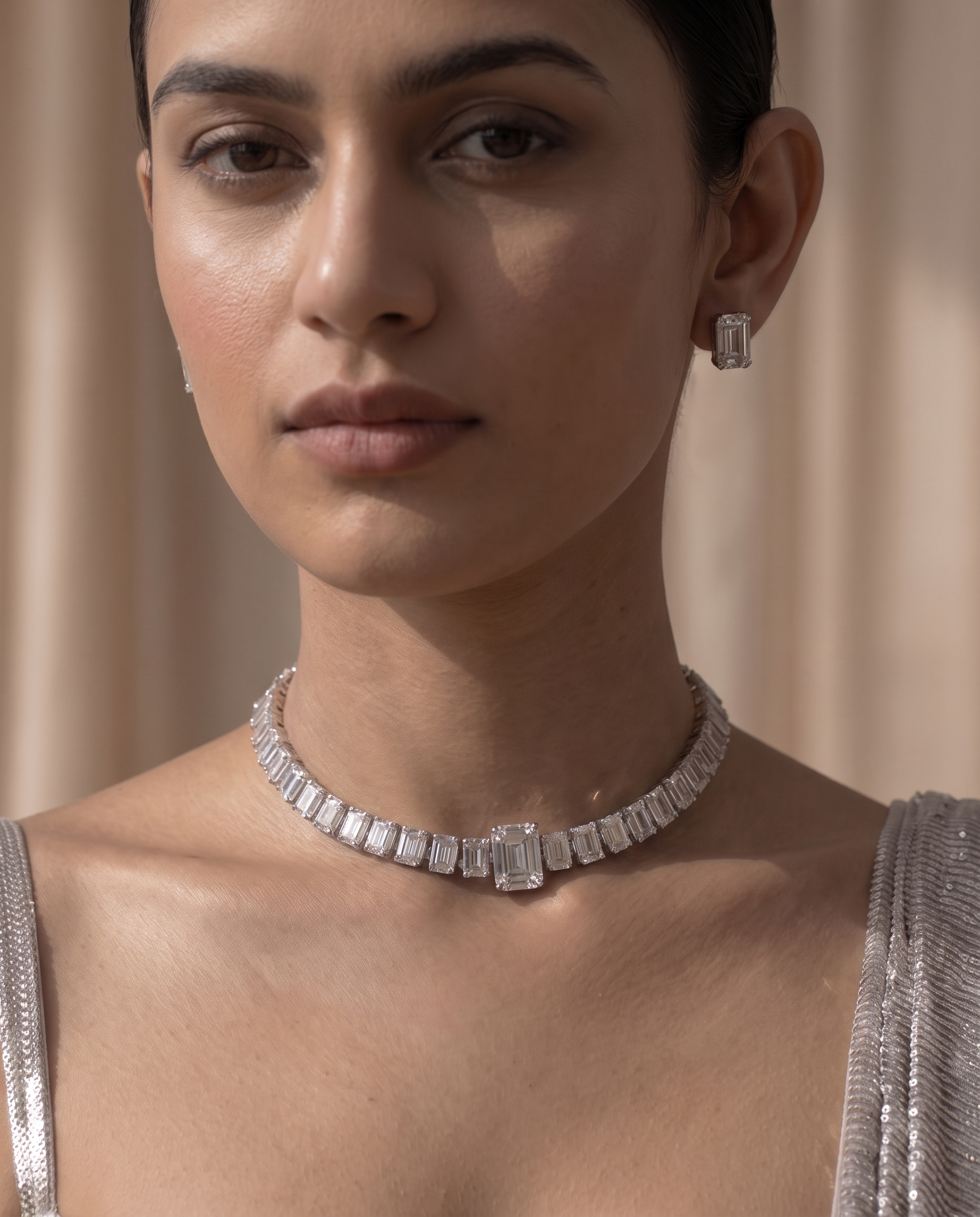 Baguette Diamond Look Choker Set – Luxe Evening Edit