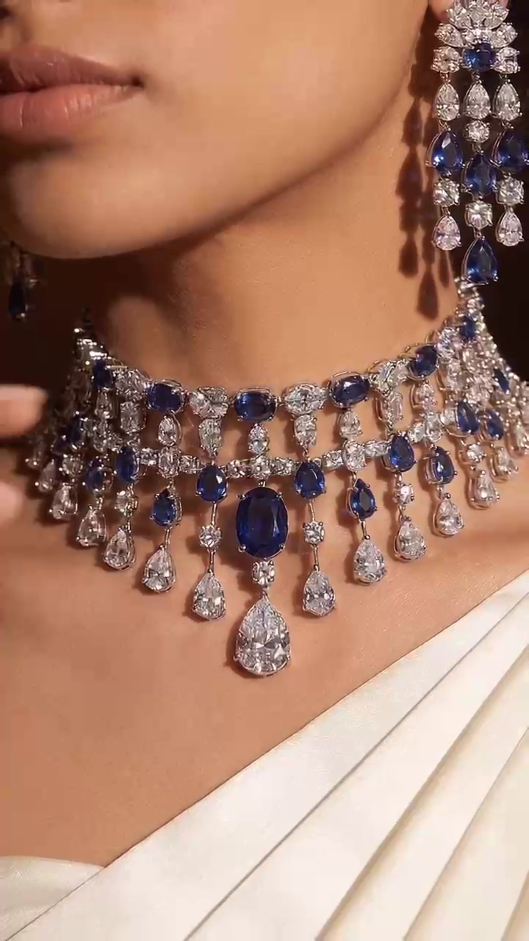 Royal Sapphire Cascade Choker Set – Luxe Bridal Edit
