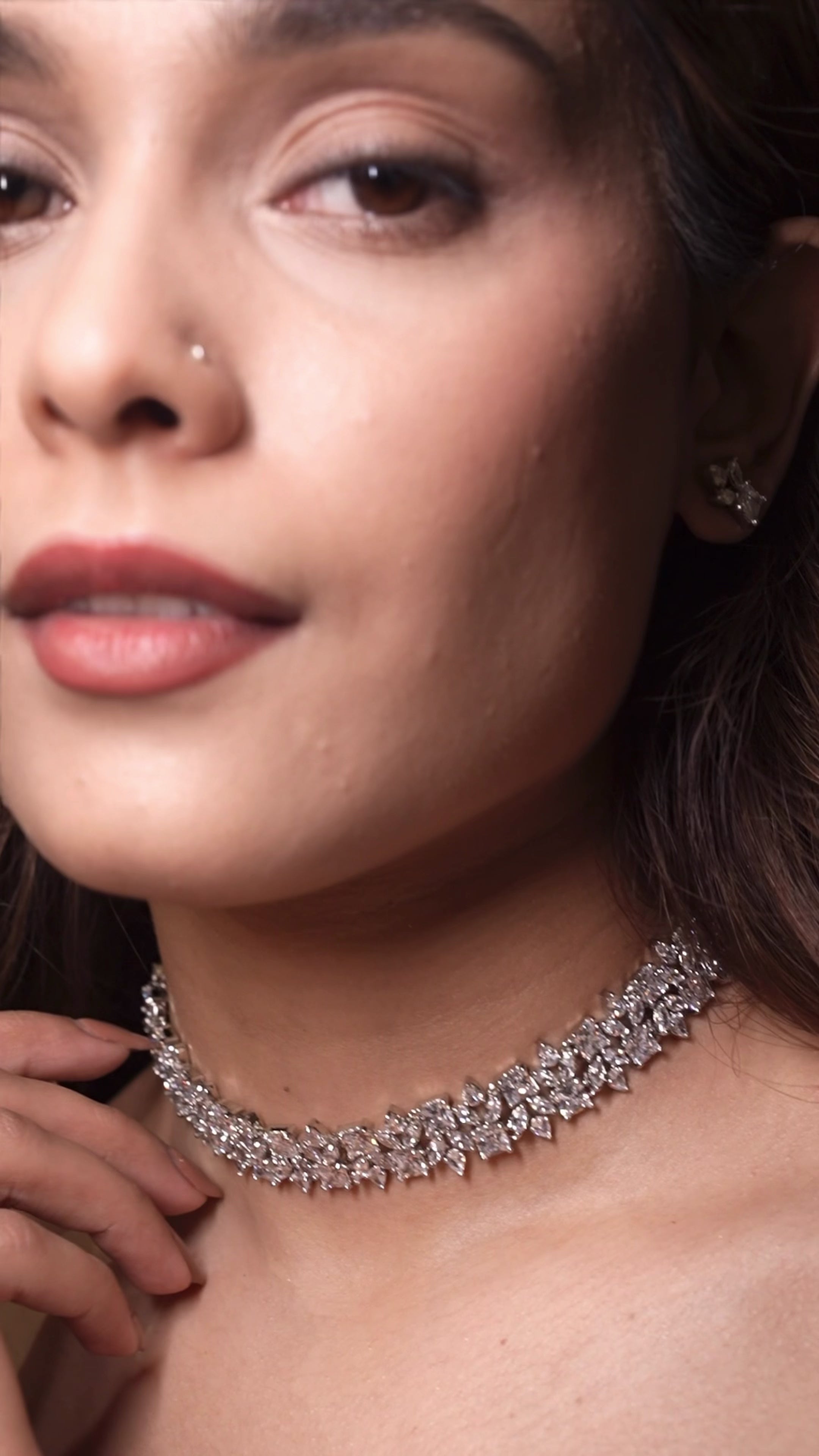 Marquise &amp; Emerald-Cut Diamond Cluster Necklace &amp; Earring Set