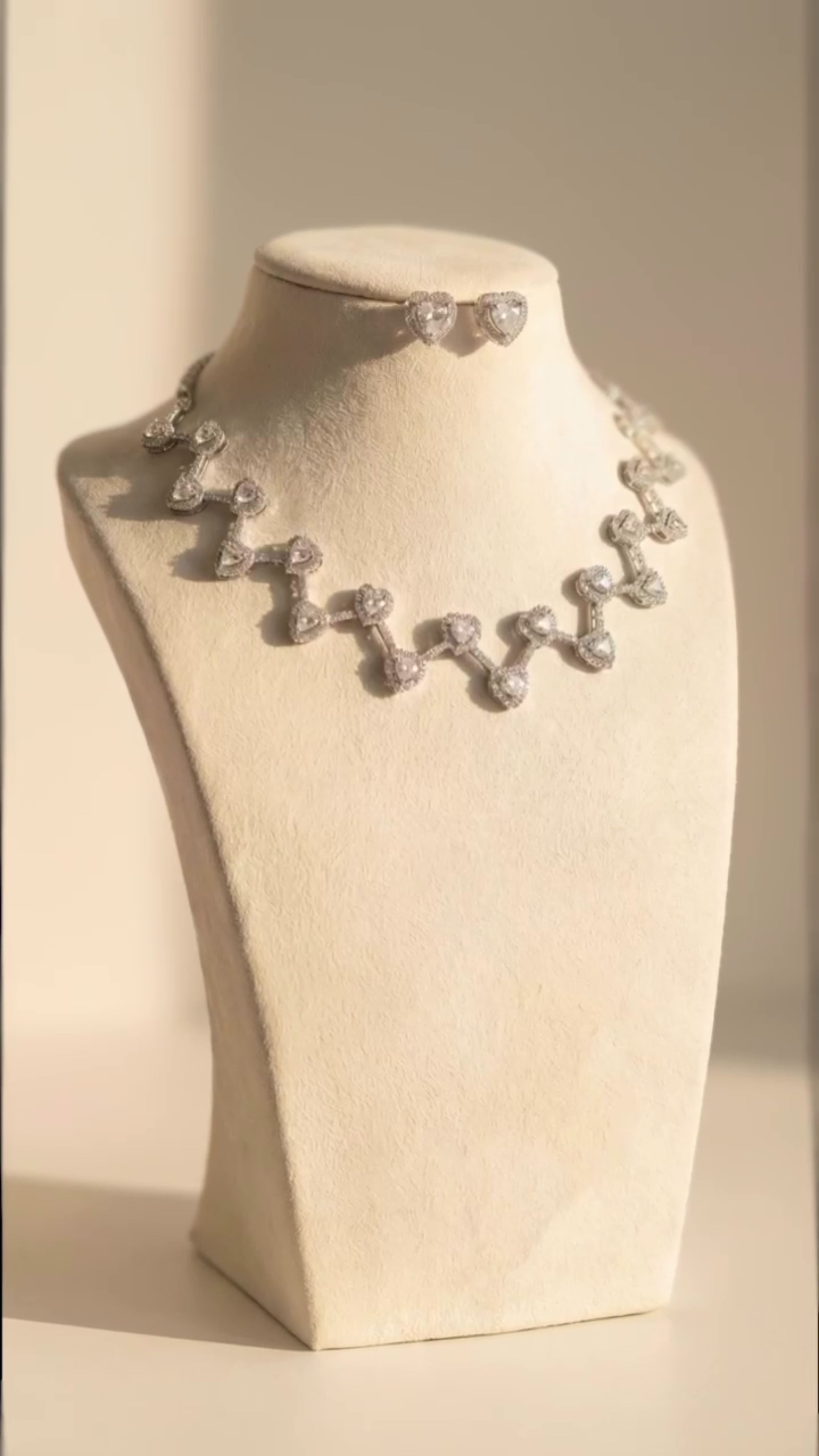 Celeste Heart Diamond Look Necklace Set – Timeless Elegance