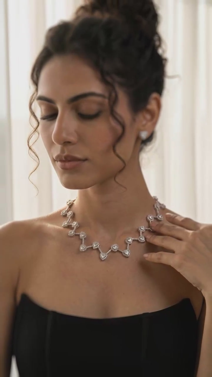 Celeste Heart Diamond Look Necklace Set – Timeless Elegance