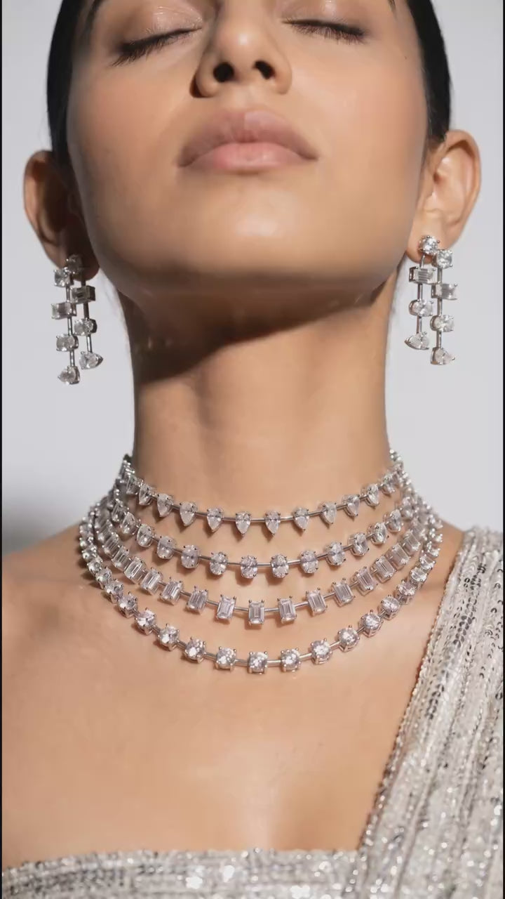 Celestial Layers Diamond Look Choker Set – Luxe Statement Edit