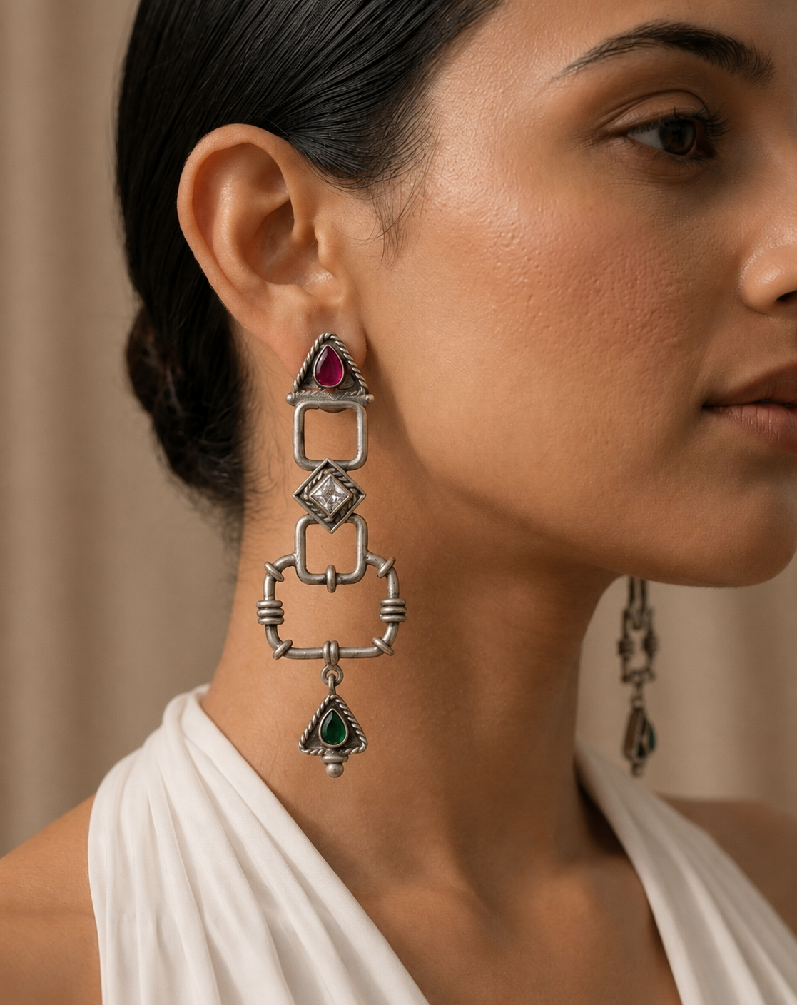 925 Silver Amrapali Tribal Drop Earrings – Heritage Statement Edit