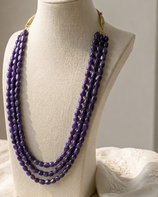 Amethyst-Inspired Purple Multi-Strand Gemstone Necklace