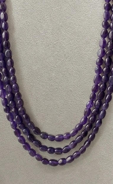 Amethyst-Inspired Purple Multi-Strand Gemstone Necklace