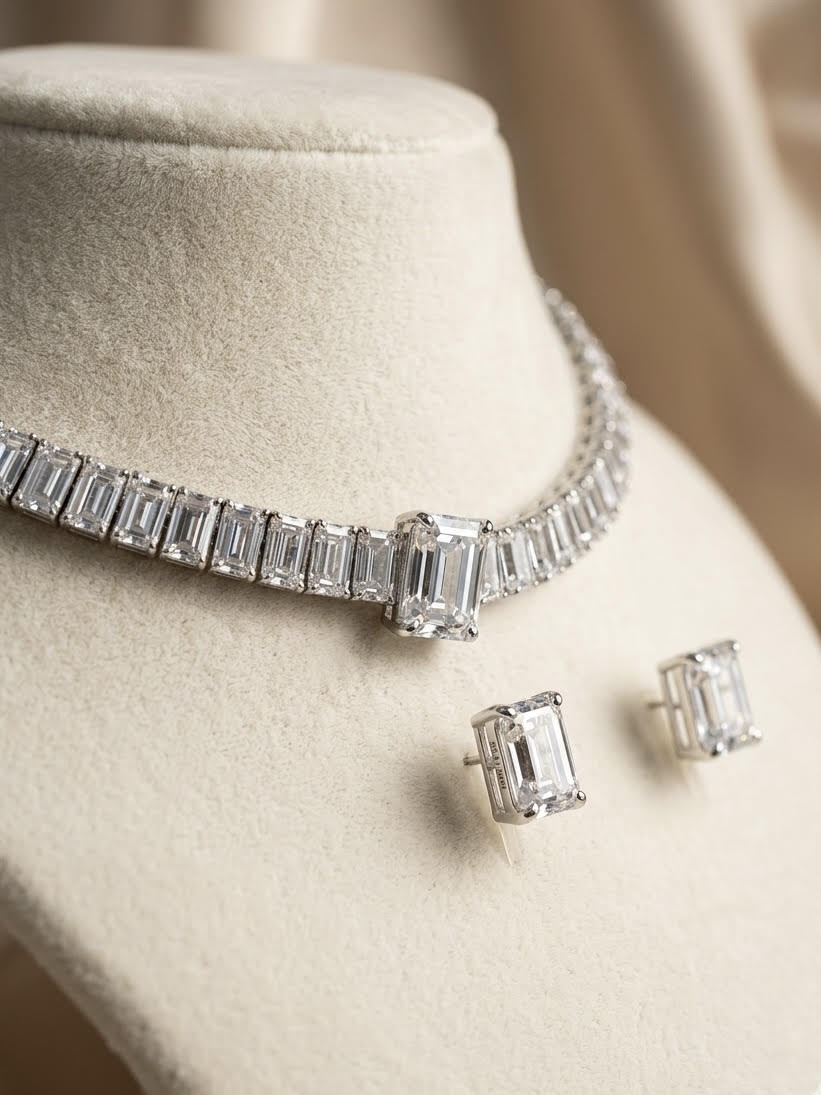 Baguette Diamond Look Choker Set – Luxe Evening Edit
