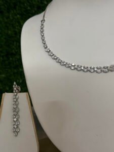 Rhodium Plated semi-precious stones Studded Necklace Set