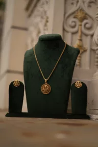 Gold-Plated Pendant with Intricate Laxmi Design