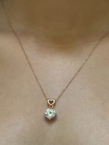 Silver 925 Radiant Heart Round Solitaire Diamond Pendant