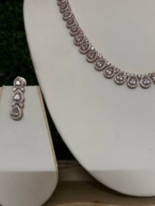 Rose Gold Platted CZ studded necklace set