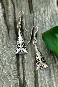 Oxidized Silver 925 Earrings - Triangle Filigree Design