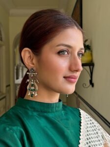 Timeless Elegance with Green Stone and White Pearls Earrings