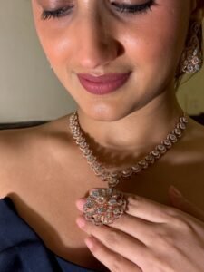 CZ Designer Necklace Set: Elegant Jewelry Collection