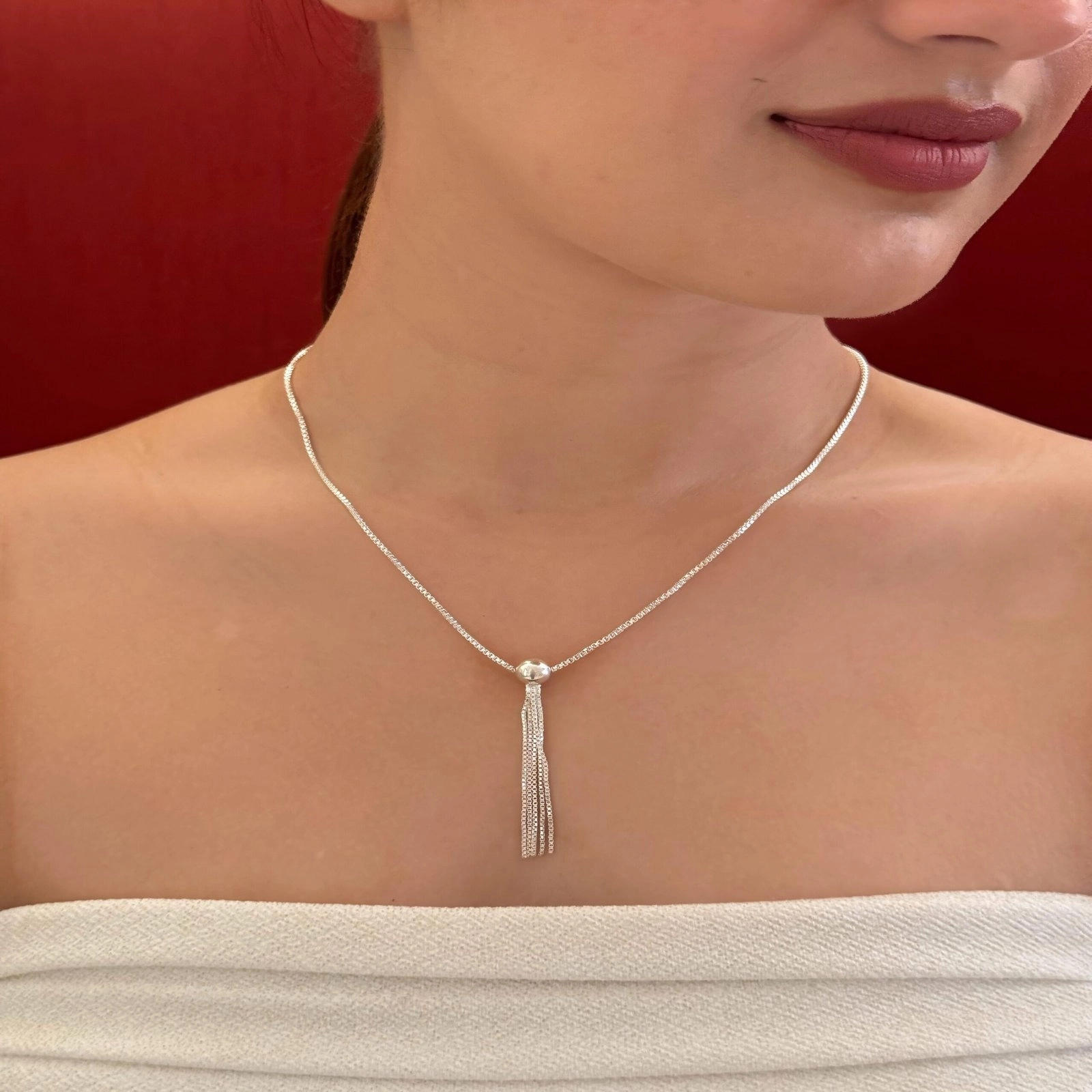 925 Sterling Silver Tassel Pendant Necklace