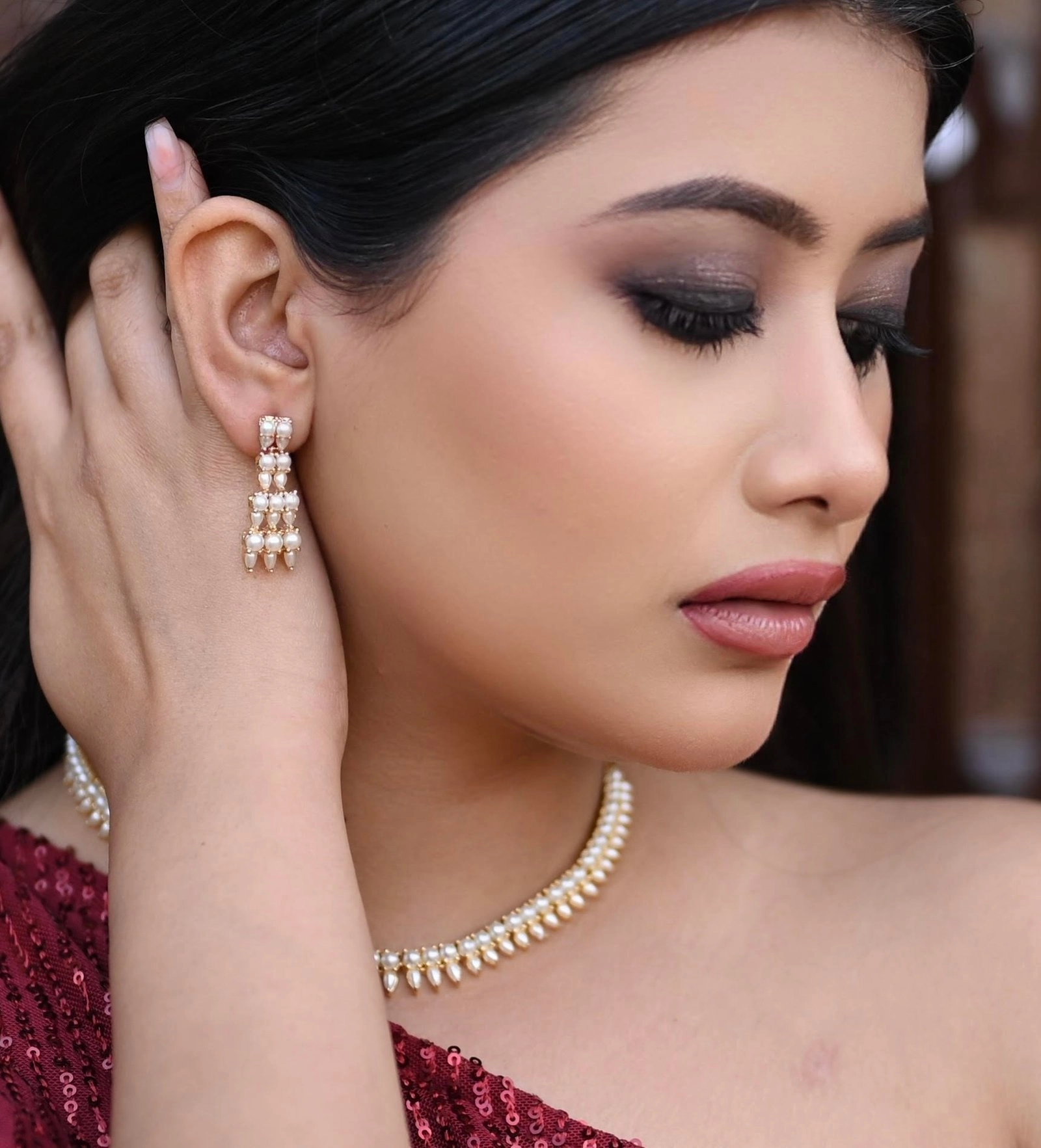 Gold-Plated Pearls Necklace Set