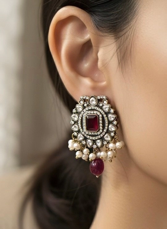 Semi-Precious Ruby and Fine quality pearls Necklace set