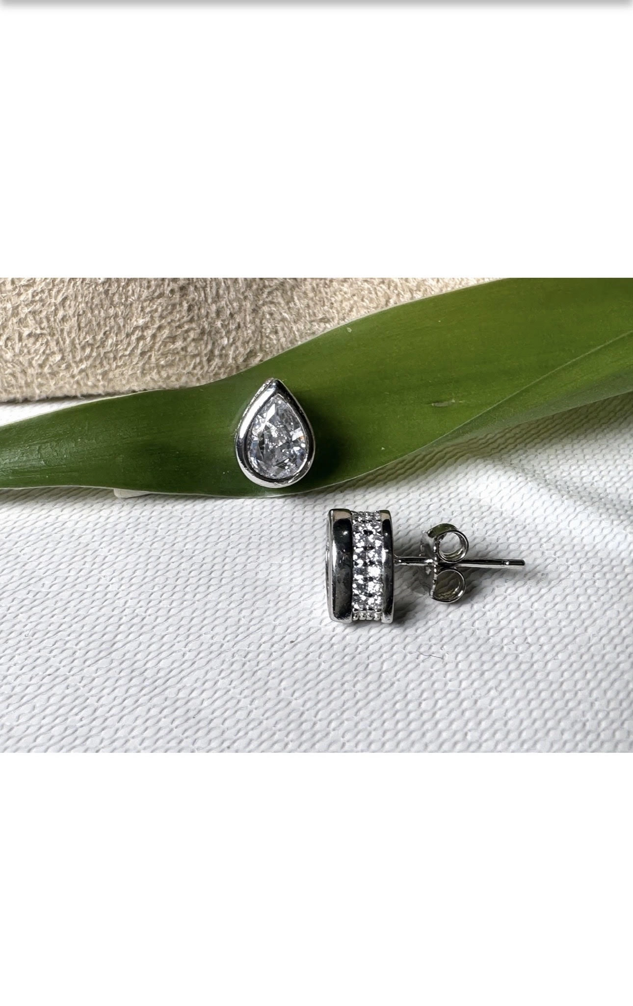 925 Sterling Silver Teardrop Earrings with Clear Gemstones