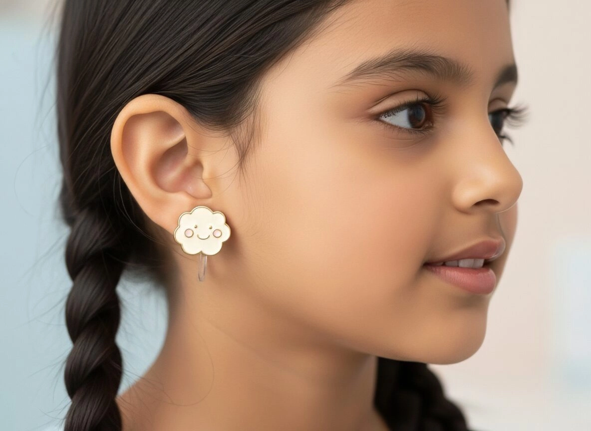 Whimsical Cloud Earring on a Joyful Child