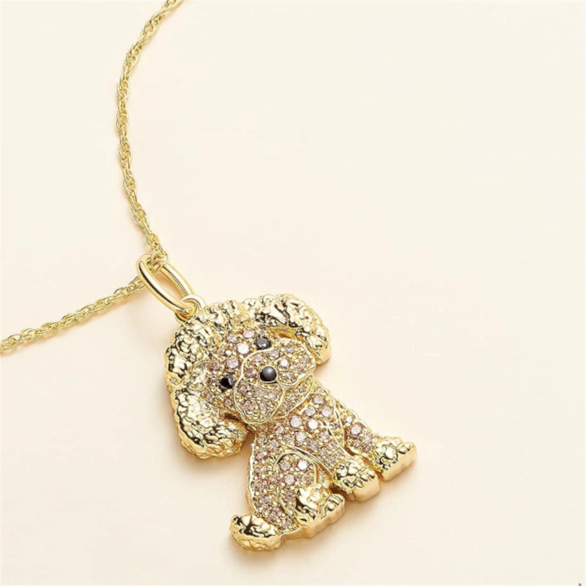 Golden Pup Sparkle Pendant Necklace